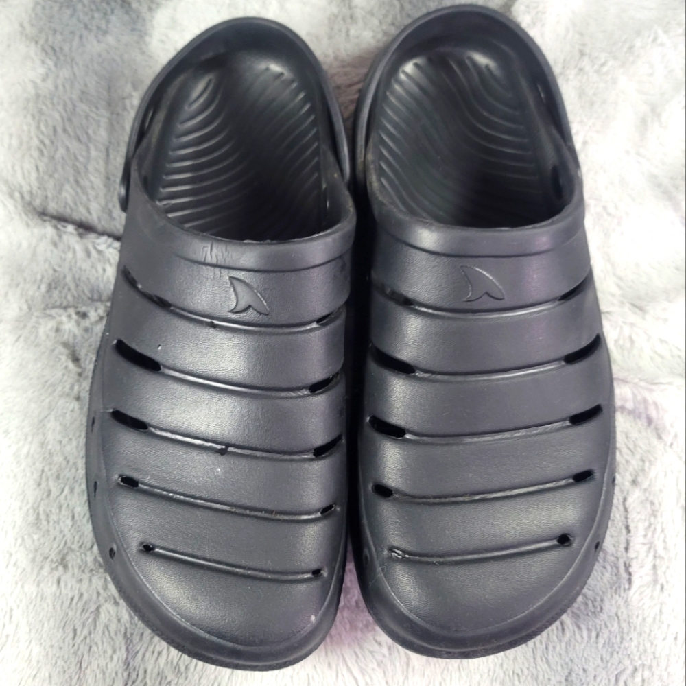 Rugged Shark Black EVA Comfort Clog Sandals Mens US 12 Swivel Backstrap Beach